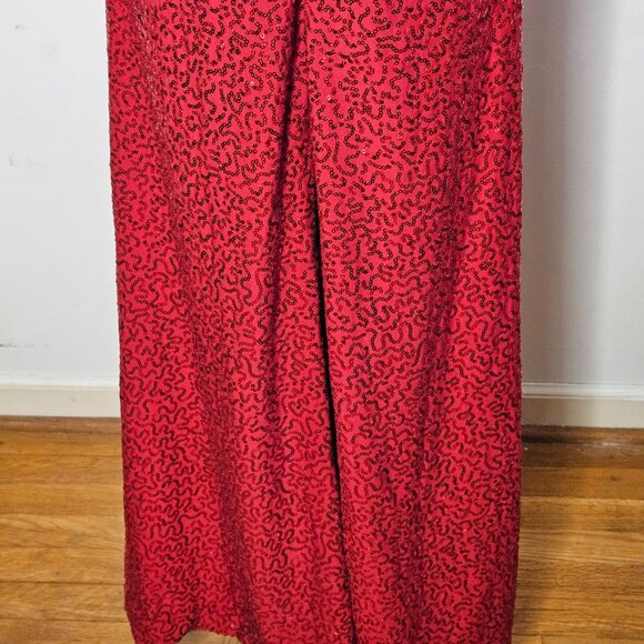 Womans  B. Darlin holiday festival babydoll racerback red sequin bodycon maxi - Picture 3 of 11